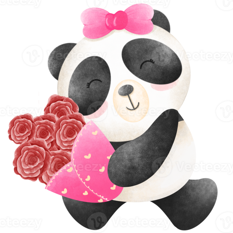 Panda Valentine's bay png
