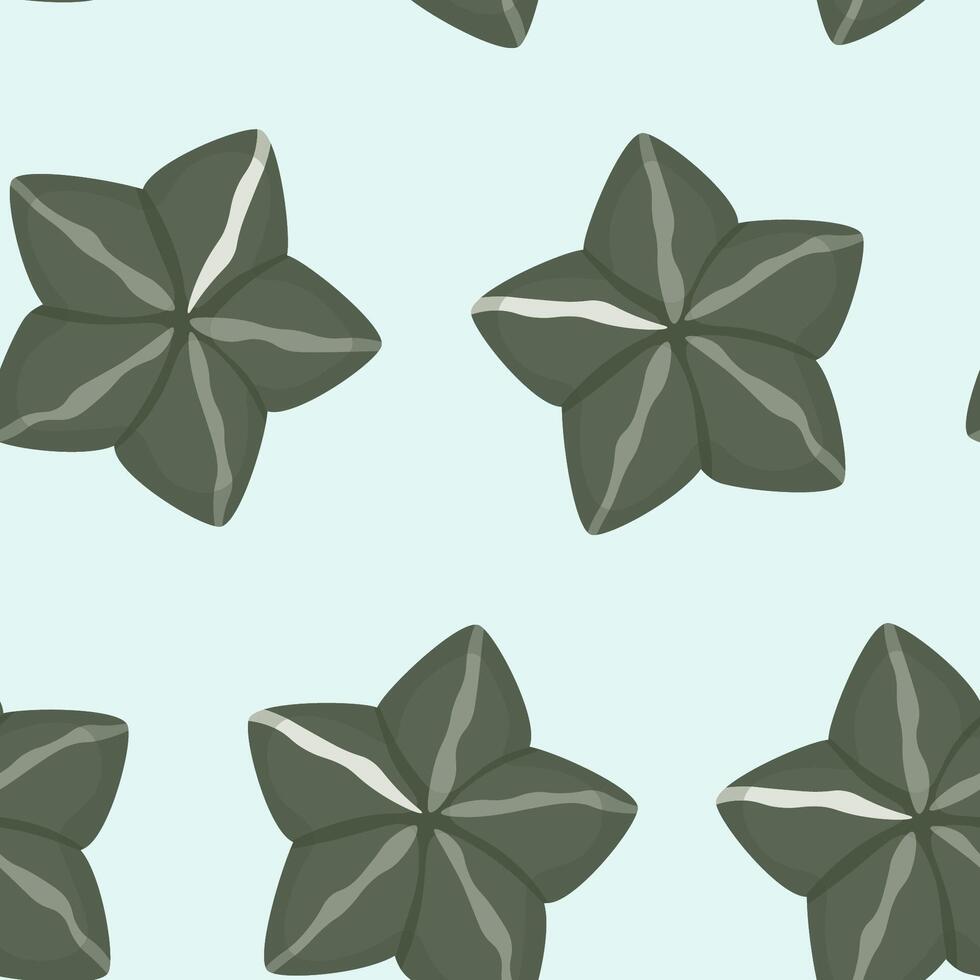 Blue and green succulent astrophytum seamless pattern vector