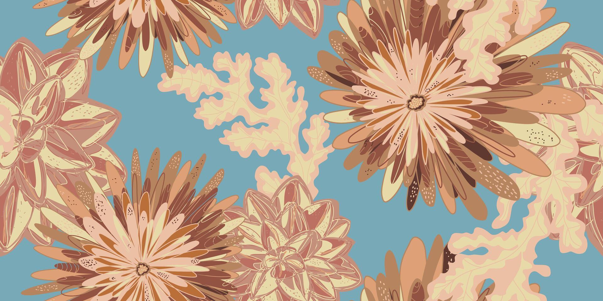 a floral pattern with brown and tan flowers vector