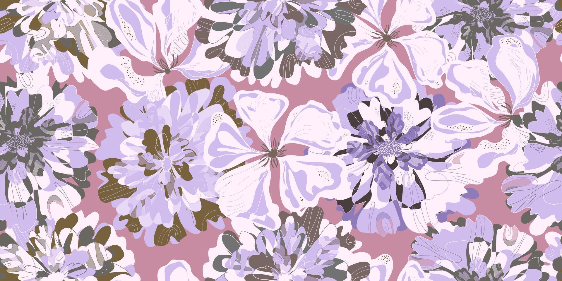 a purple and gray floral pattern on a pink background vector