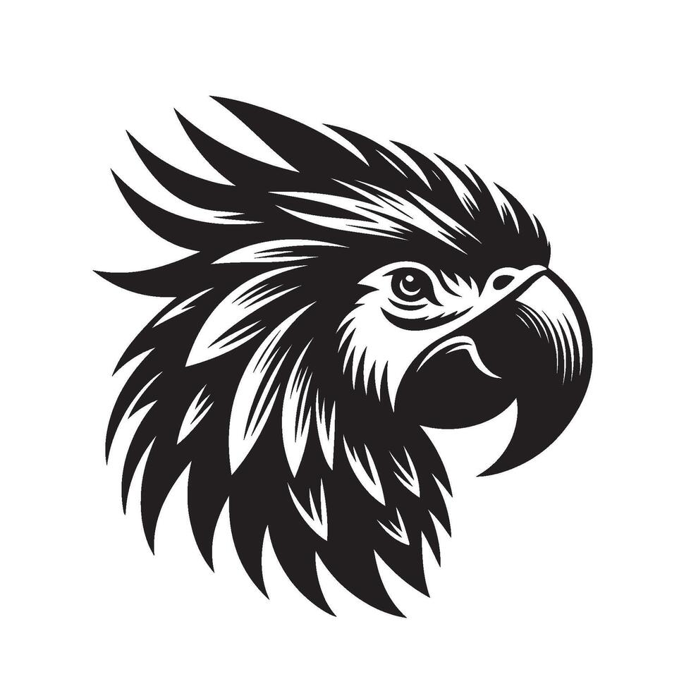 Silhouette of a Parrot Head vector