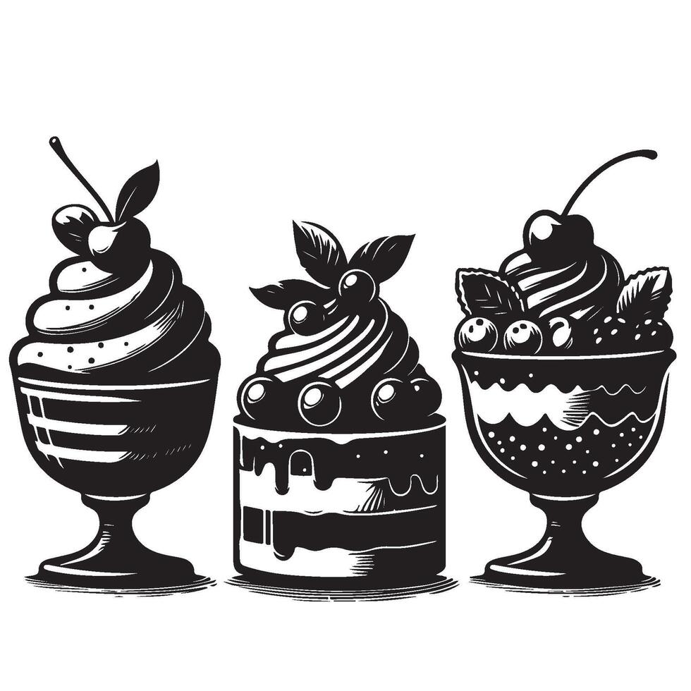 Silhouette of Desserts vector