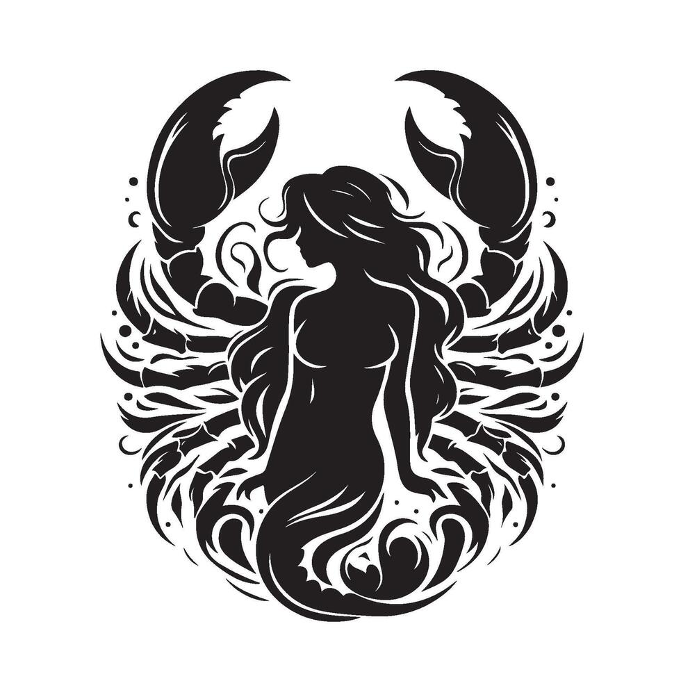 Scorpio Woman, Zodiac Sign Silhouette vector