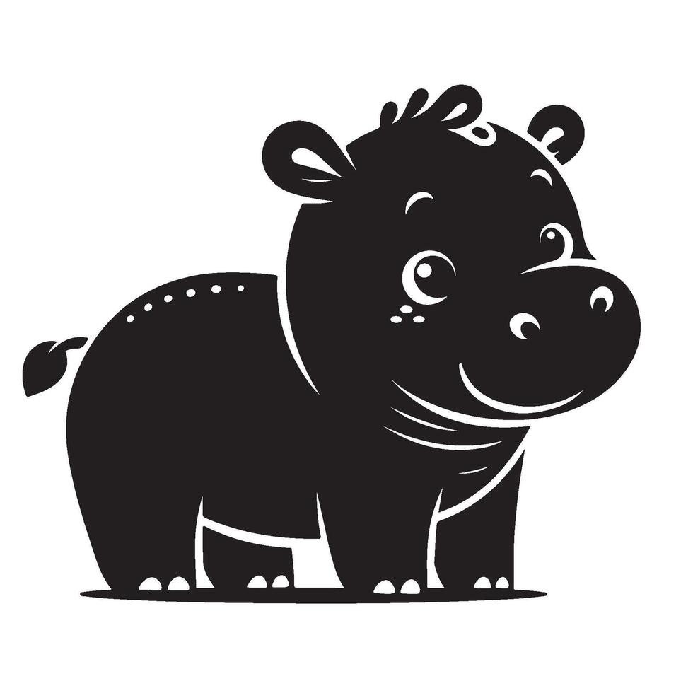 Silhouette of a Cute Hippo vector