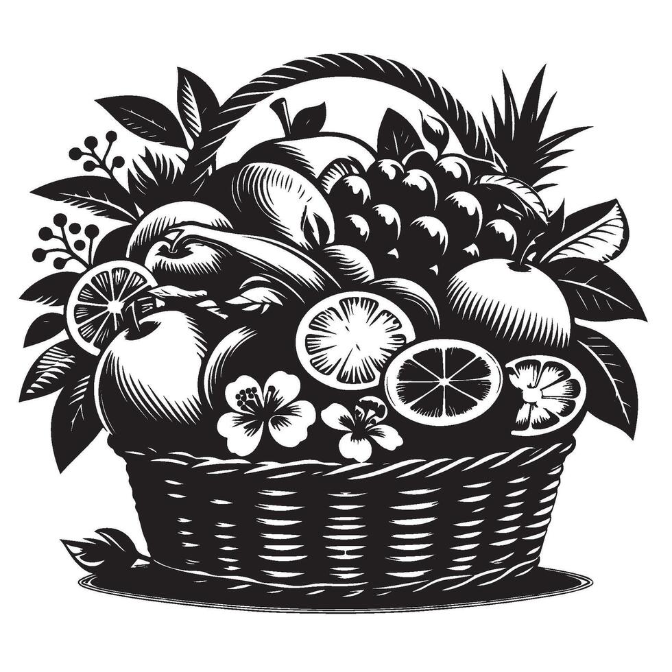 Fruit Basket Silhouette Illustration vector