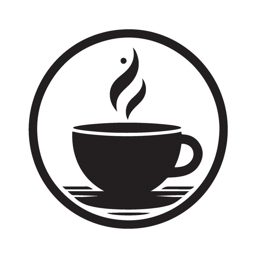 Silhouette of a Steaming Tea Cup, Cafe Logo Design vector