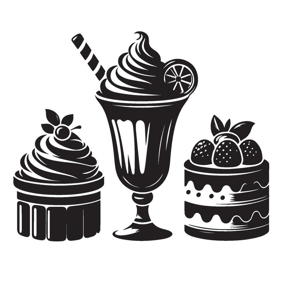 Silhouette of Desserts vector
