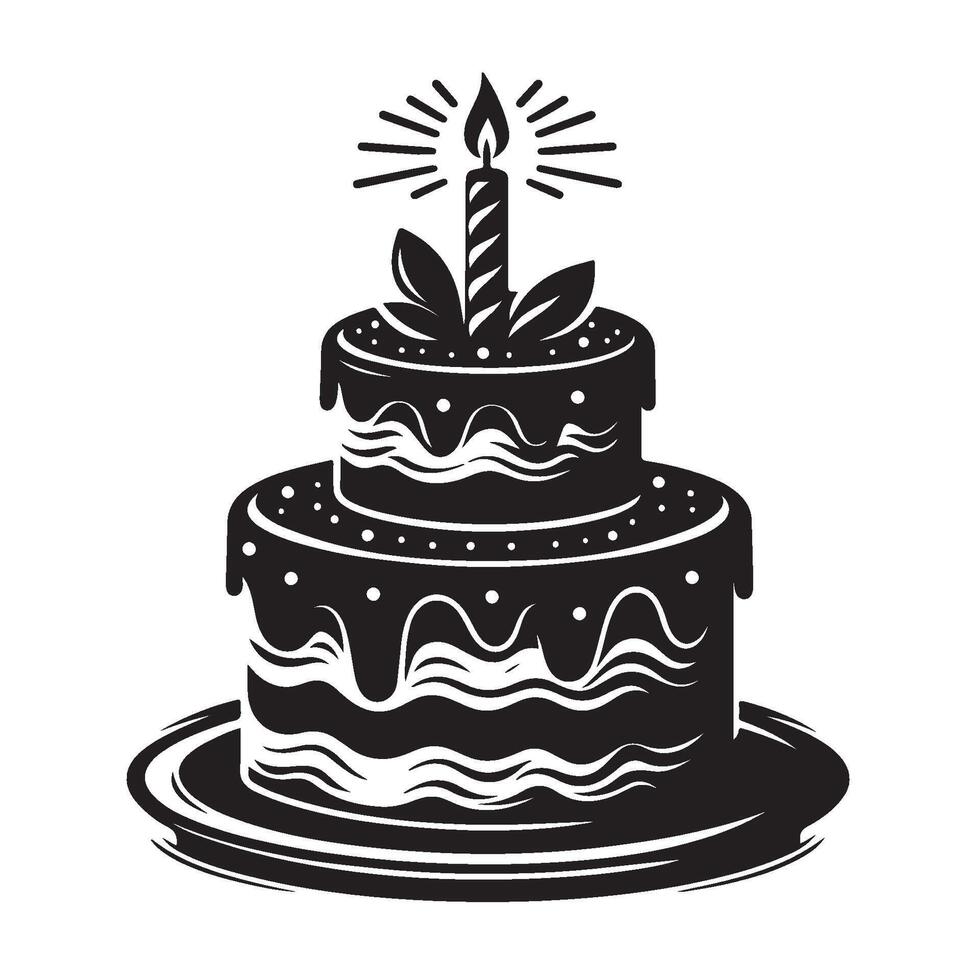 Silhouette of a Birthday Cake vector