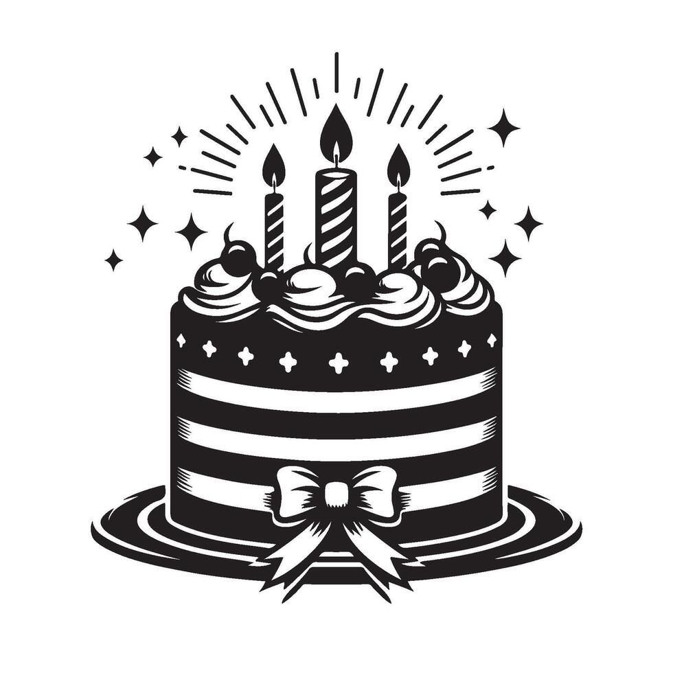 Silhouette of a Birthday Cake With Bow vector