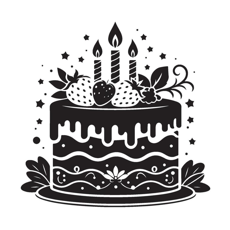 Silhouette of a Birthday Cake With Strawberries vector