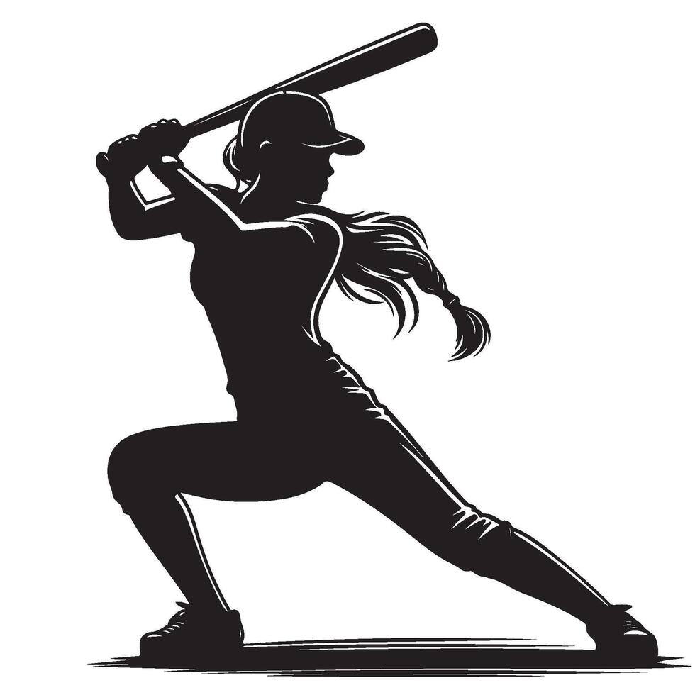 Silhouette of a Softball Player vector