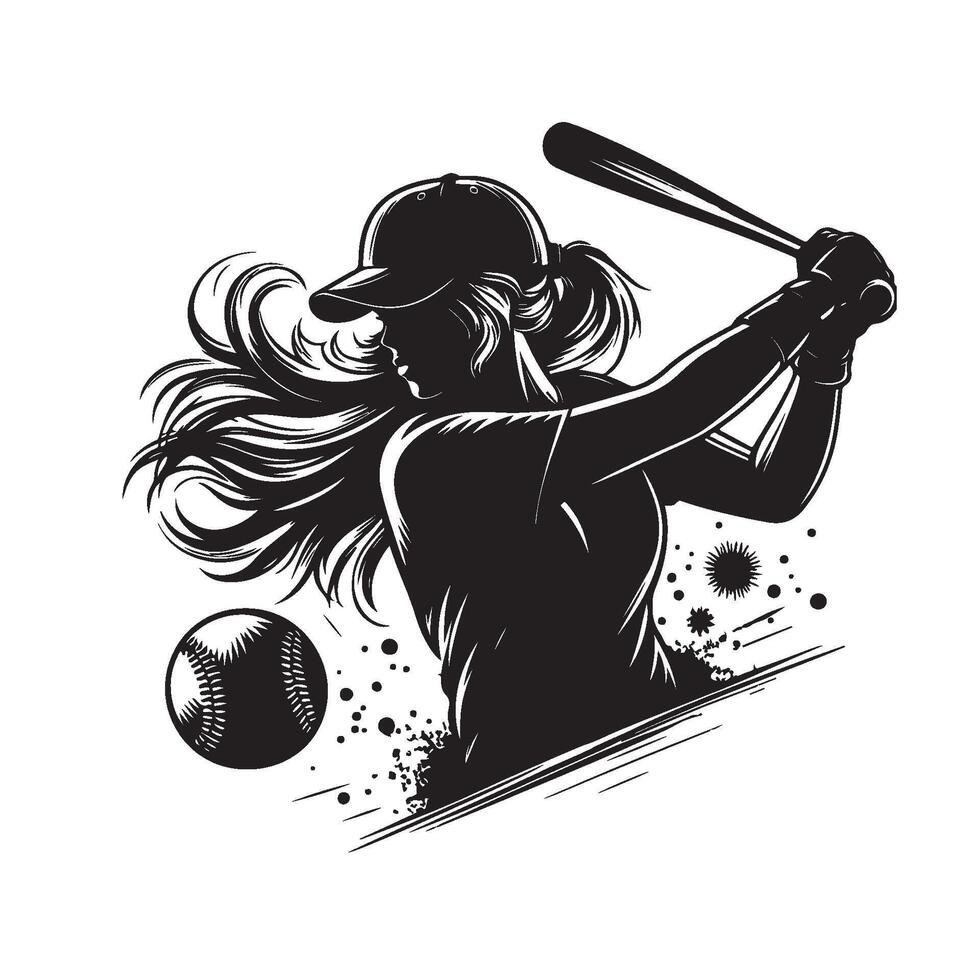 Silhouette of a Softball Player vector