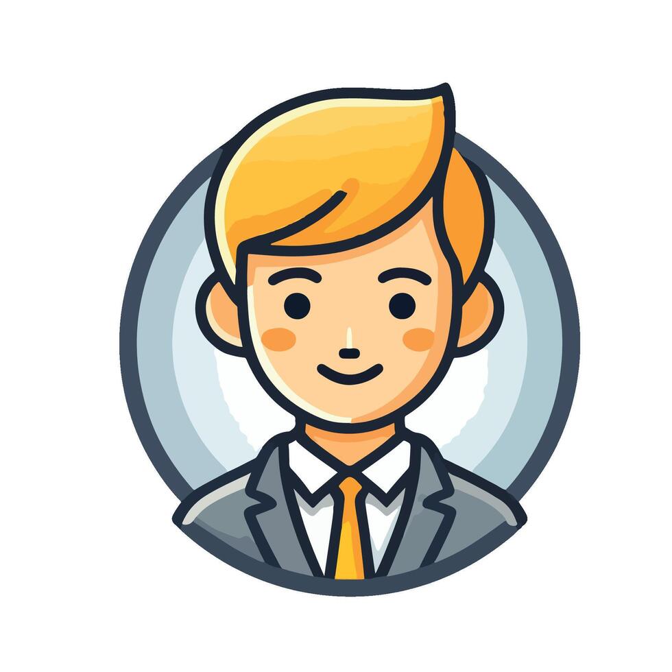 Cartoon Businessman Avatar in Gray Suit and Yellow Tie Illustrator eps 10 format vector