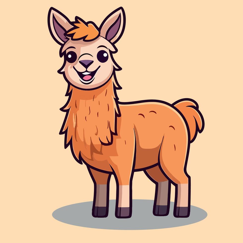 Funny Cartoon Llama vector
