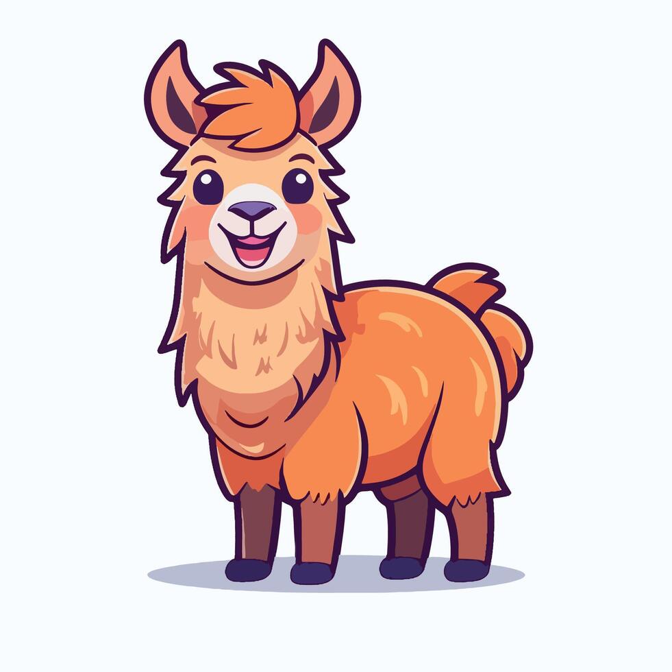 Funny Cartoon Llama Cute Alpaca for Children vector
