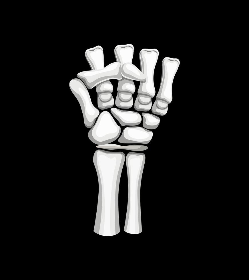 Skeleton clenched hand gesture, bony fist vector