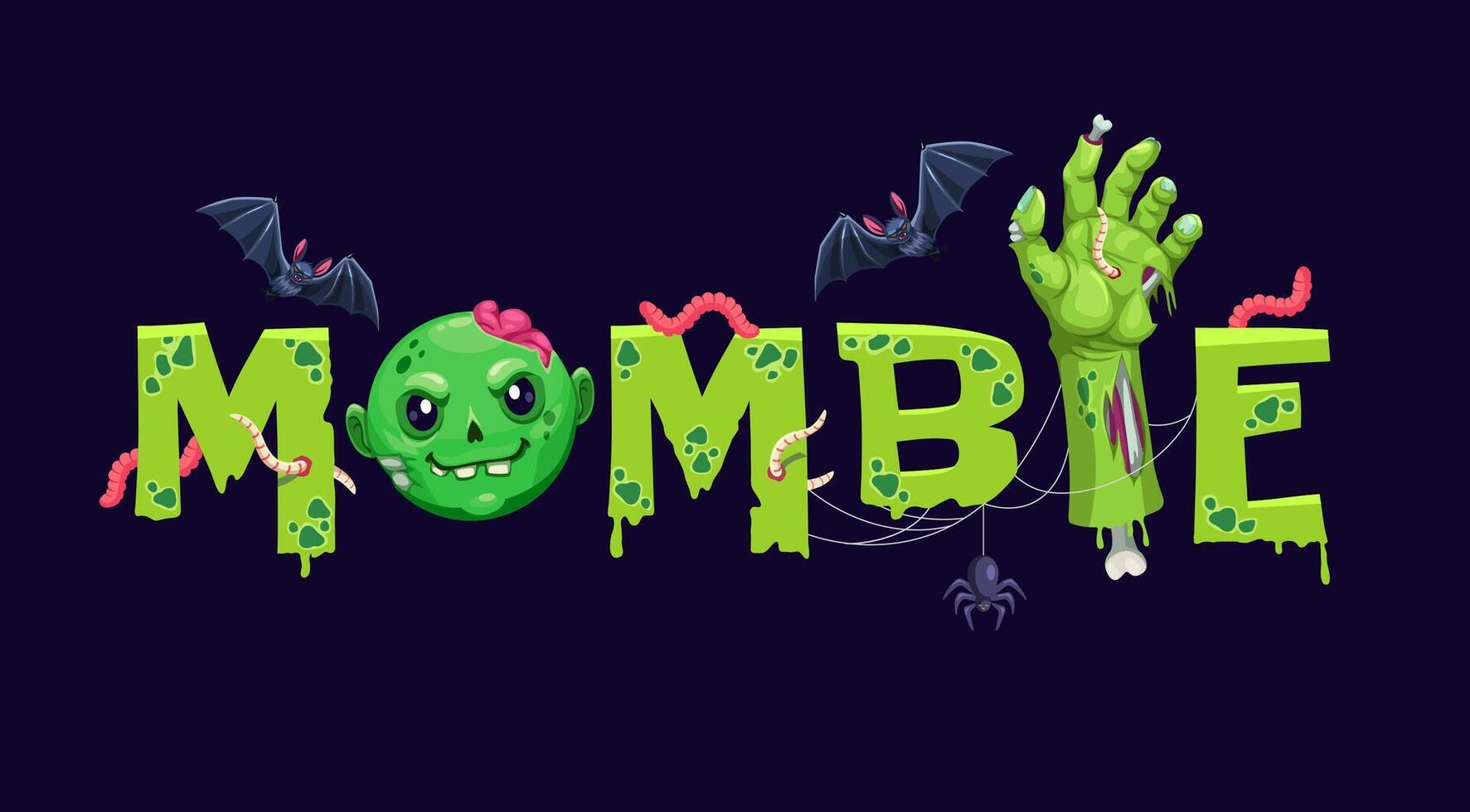 Halloween banner, mombie mom zombie typography vector