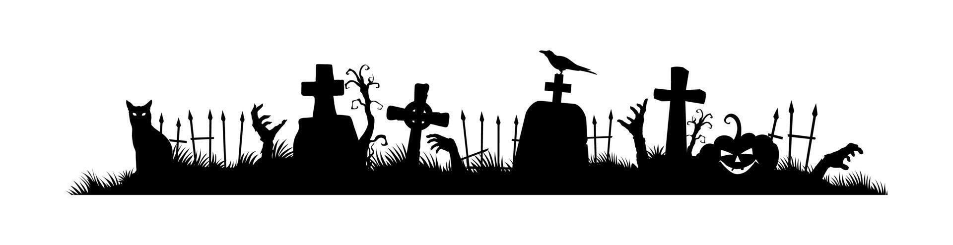 Halloween frame border divider with zombie hands vector
