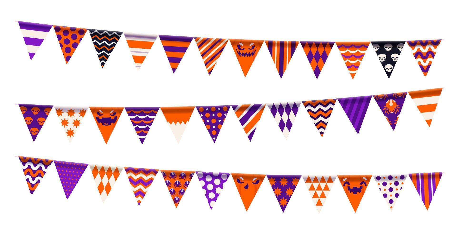 Halloween holiday party isolated garland pennants vector