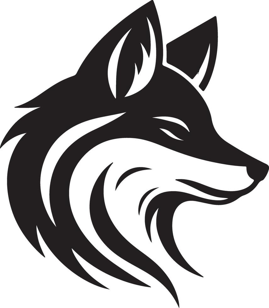 Fox head silhouette illustration design on white background vector