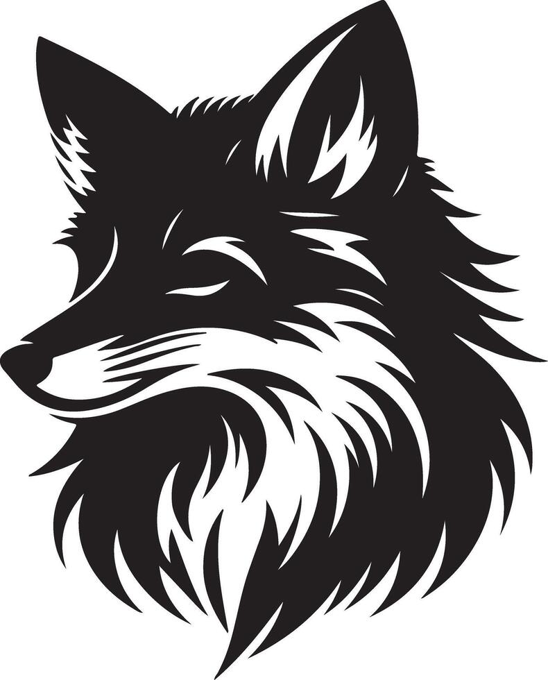 Fox head silhouette illustration design on white background vector