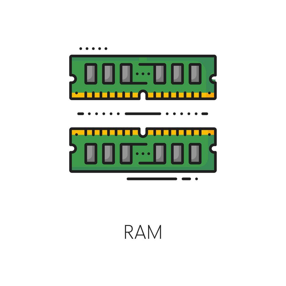 Computer RAM memory software color line icon vector