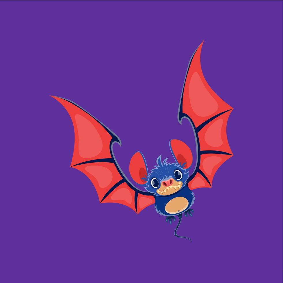 Cartoon Halloween bat character with funny face vector