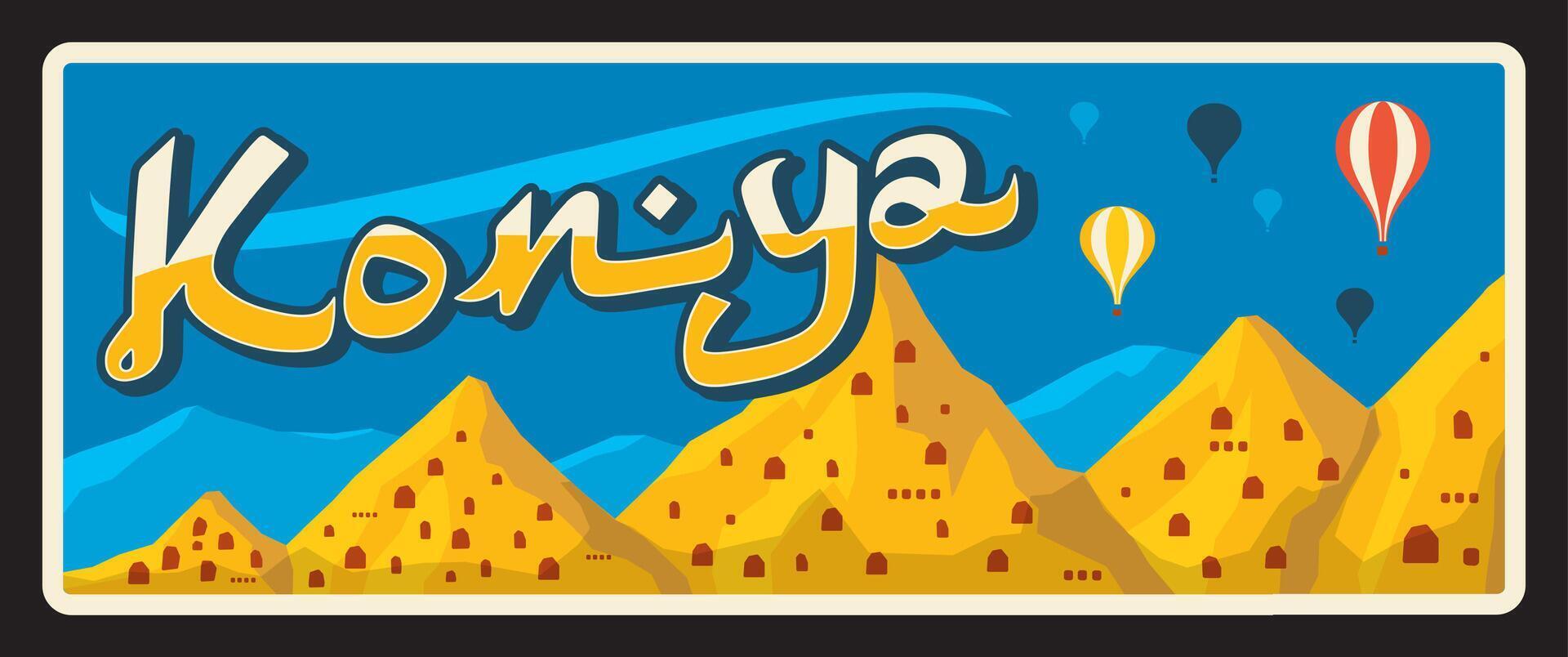 Konya Turkish territory, old travel plate vector