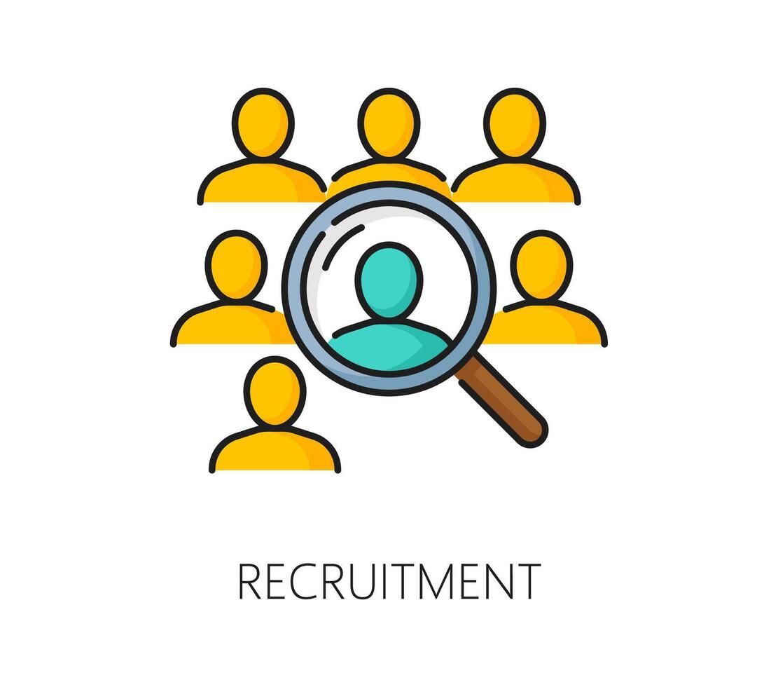 Recruitment, business career search line icon vector