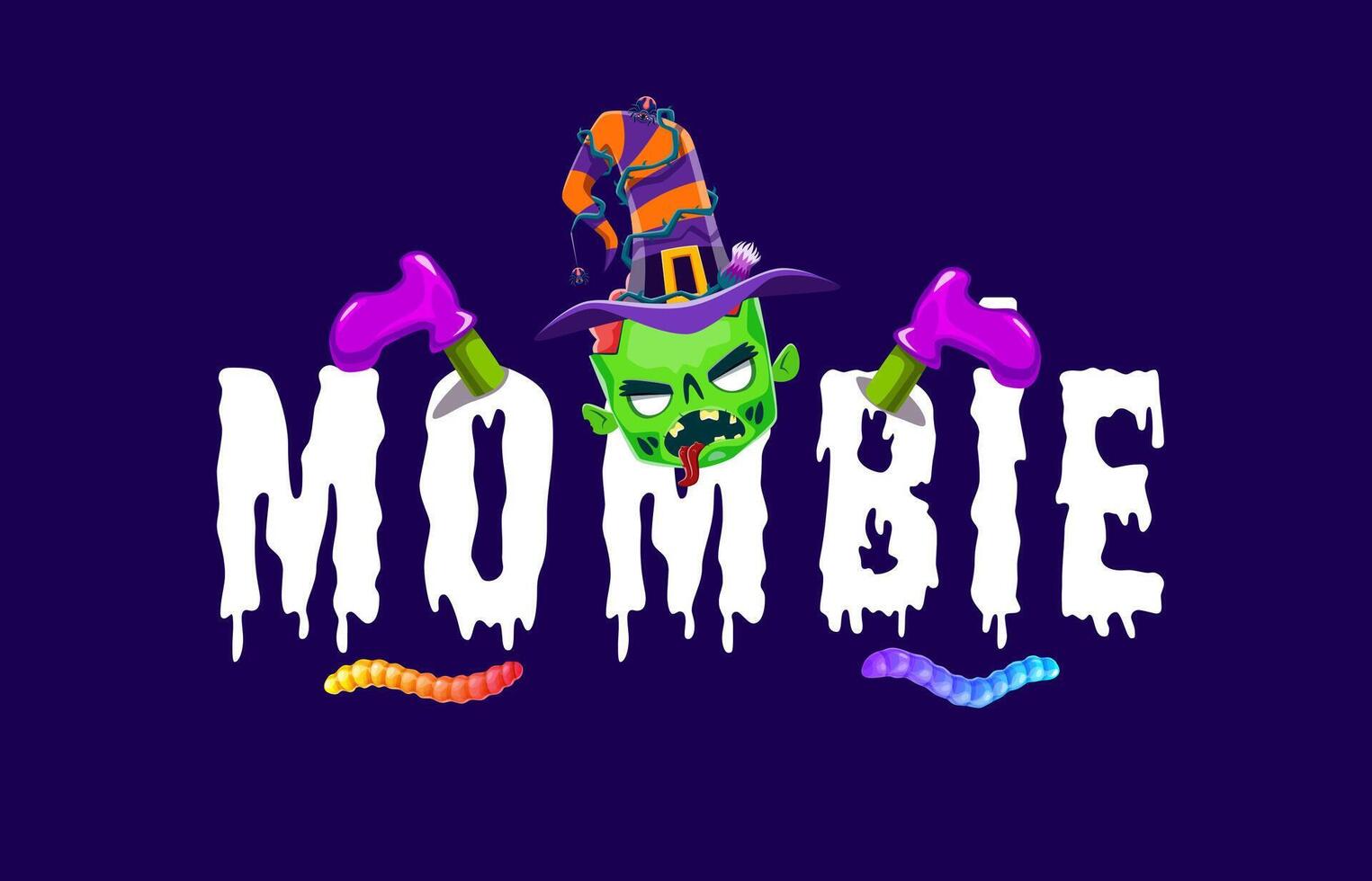 Mombie Halloween quote, mom zombie character vector
