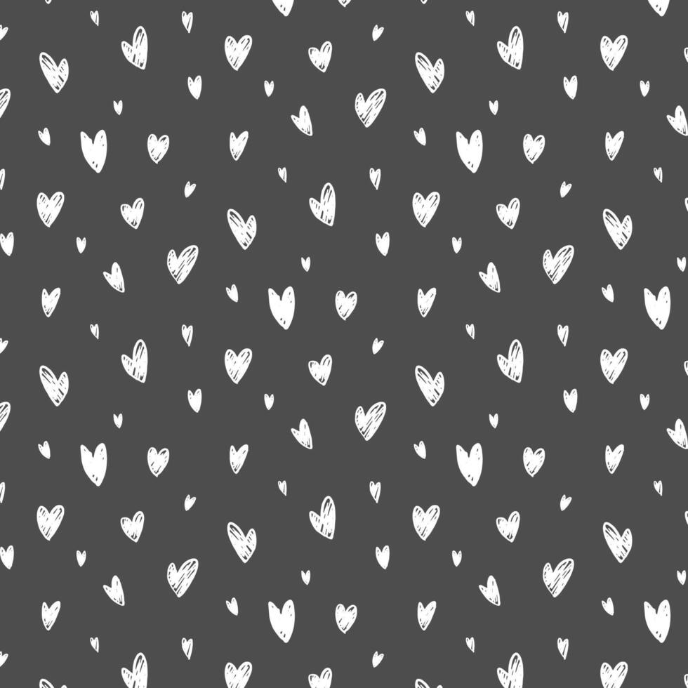 Seamless pattern with hand drawn graphic hearts on gray background. Decorative pattern for wedding invitation banners vector