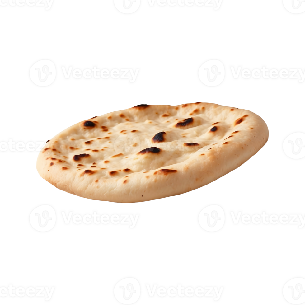 Buttery Garlic Naan Indian naan bread isolated on a transparent background png