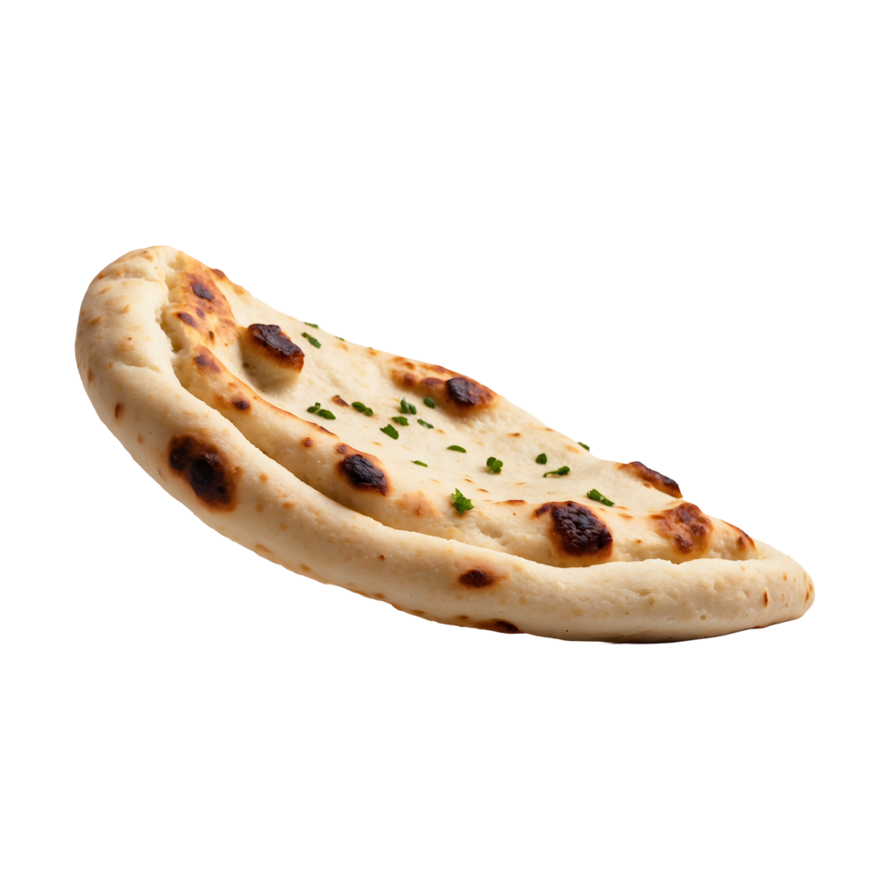 Garlic Butter Naan bread isolated on a transparent background png