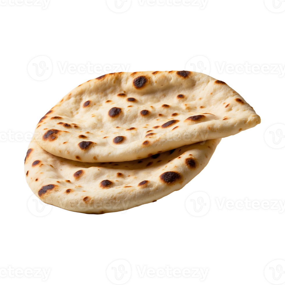 Buttery Garlic Naan Indian naan bread isolated on a transparent background png