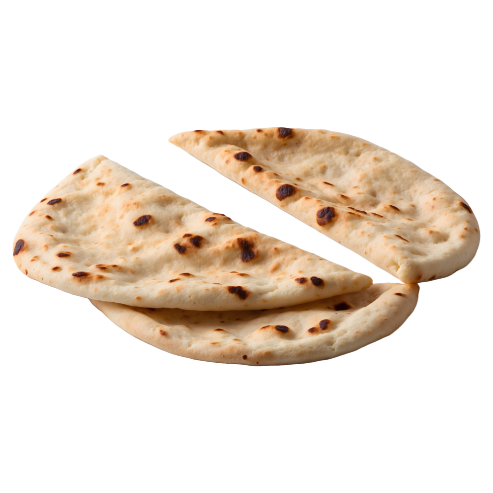 Garlic Butter Naan bread isolated on a transparent background png