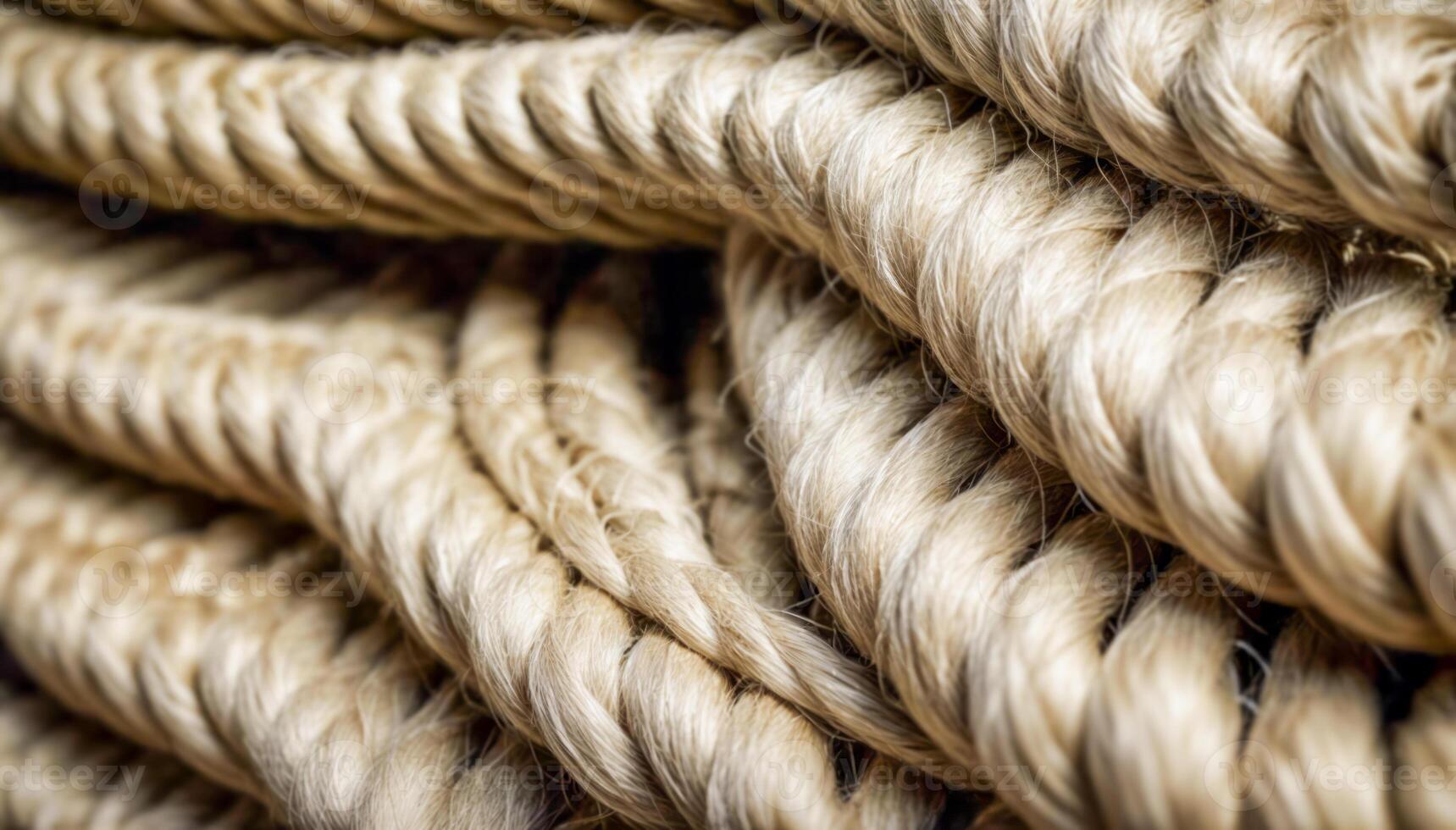Close-up of intertwined natural ropes photo