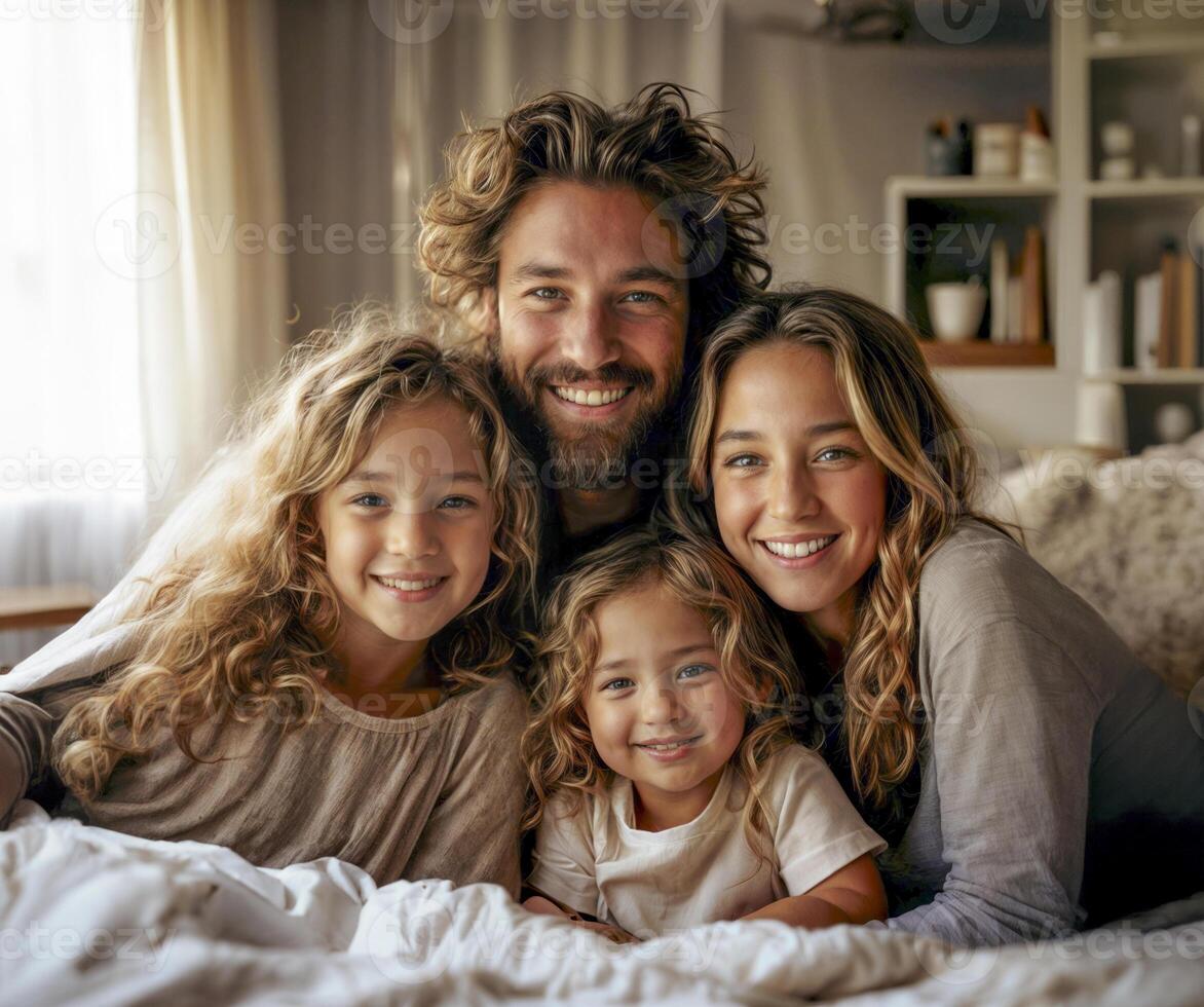 Happy Family Relaxing Together at Home photo