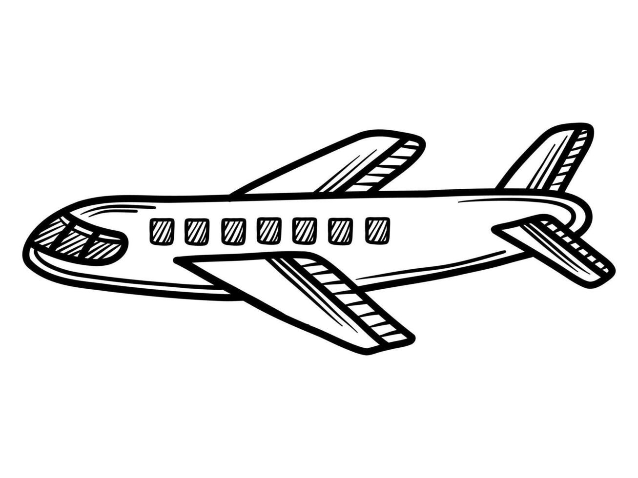Sketch drawing of an airplane on a white background. Vehicle for travel drawing vector