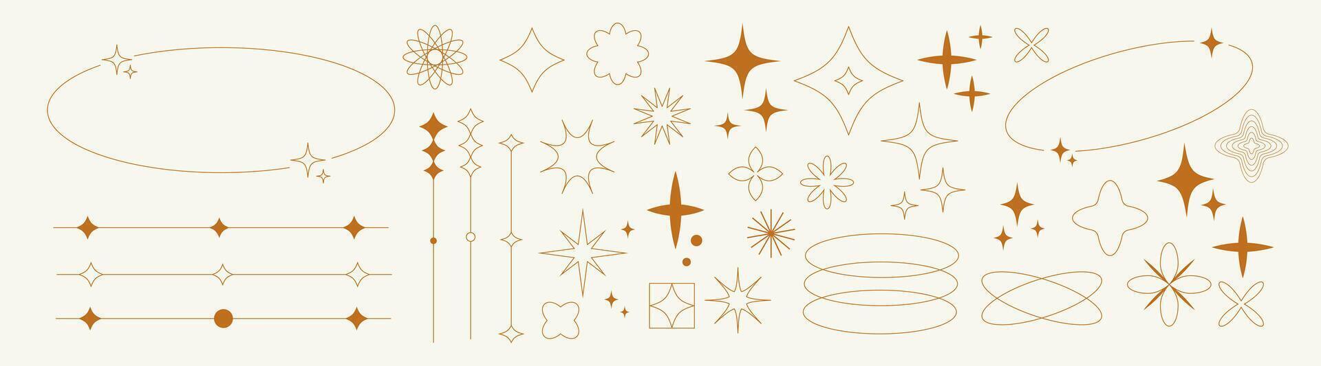 Set with different minimal aesthetic lines shapes. Trendy geometric y2k forms, memphis elements. vector