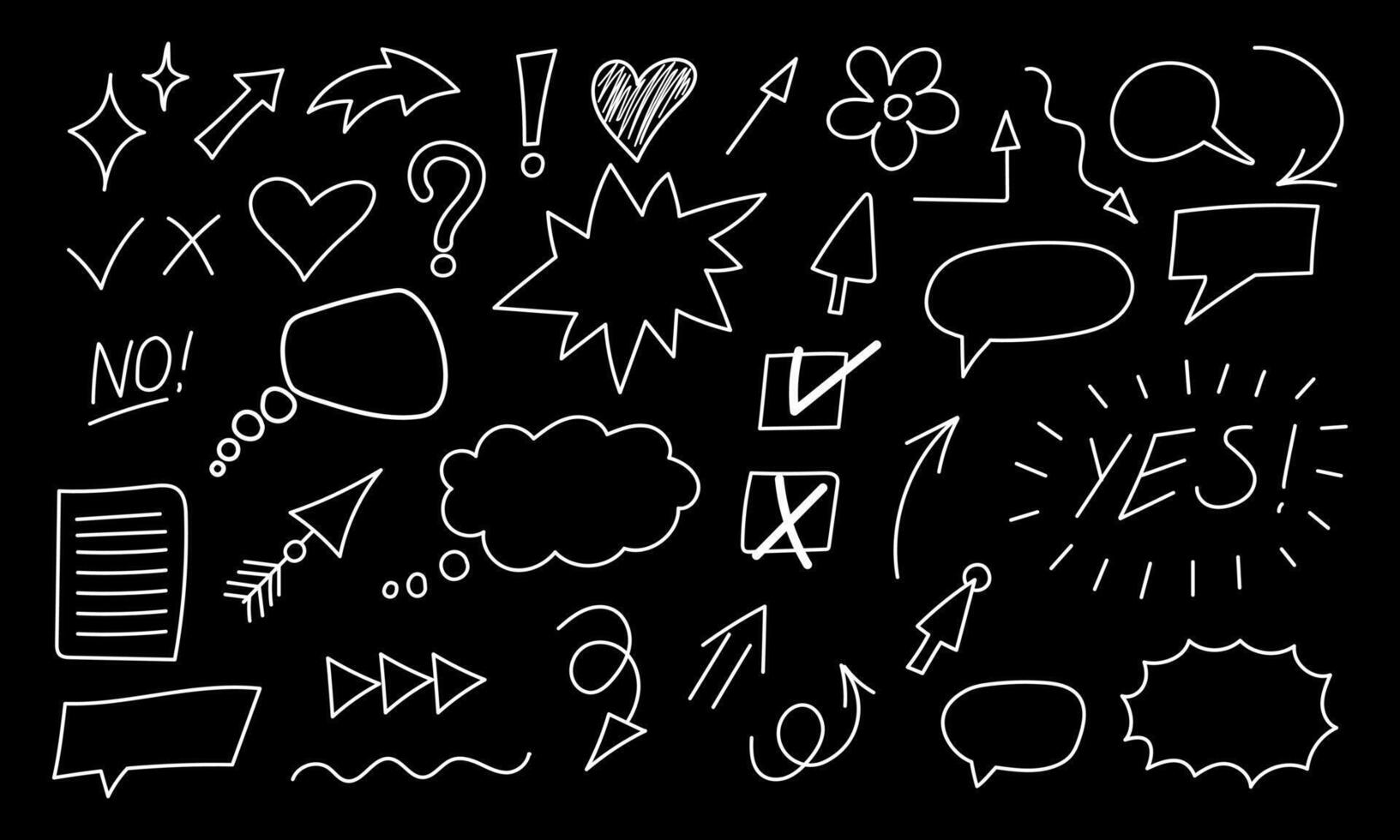 Hand drawn doodle shapes. Brush, highlight element, note, underline vector