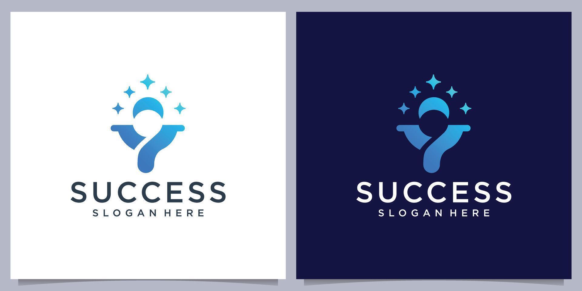 silhouette people succeeded reaching star simple design inspiration. vector