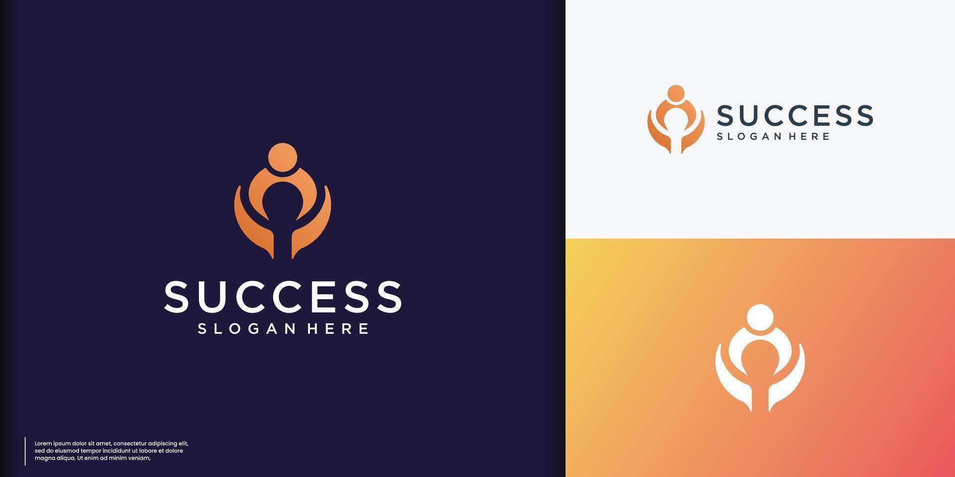 success people logo in circle shape concept design template. vector