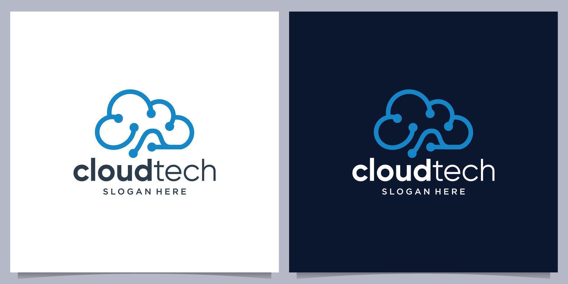 Cloud tech logo design template. Cloud digital technology logo design vector