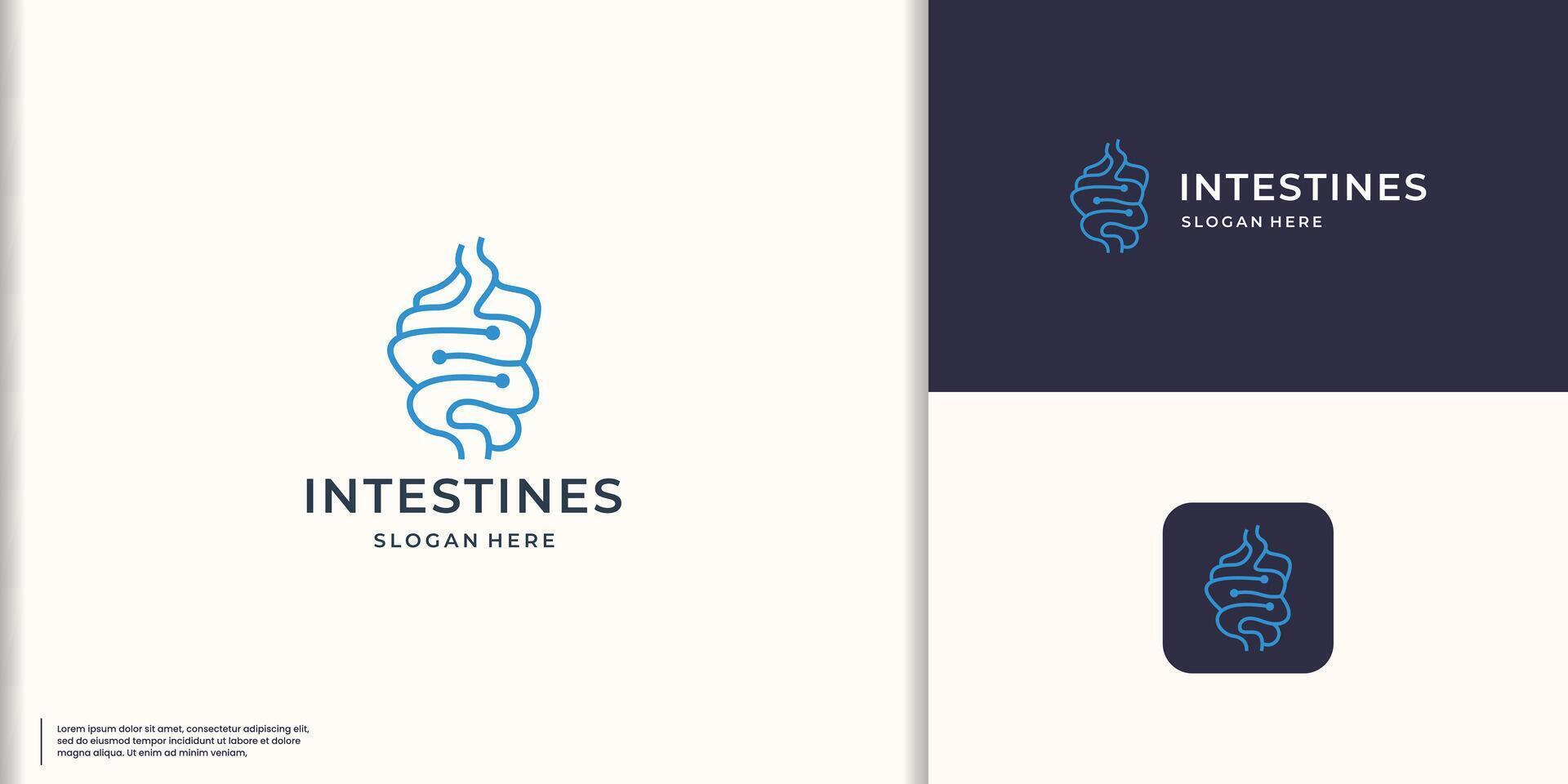 simple line minimalist logo intestines design inspiration logo for human organ health company. vector