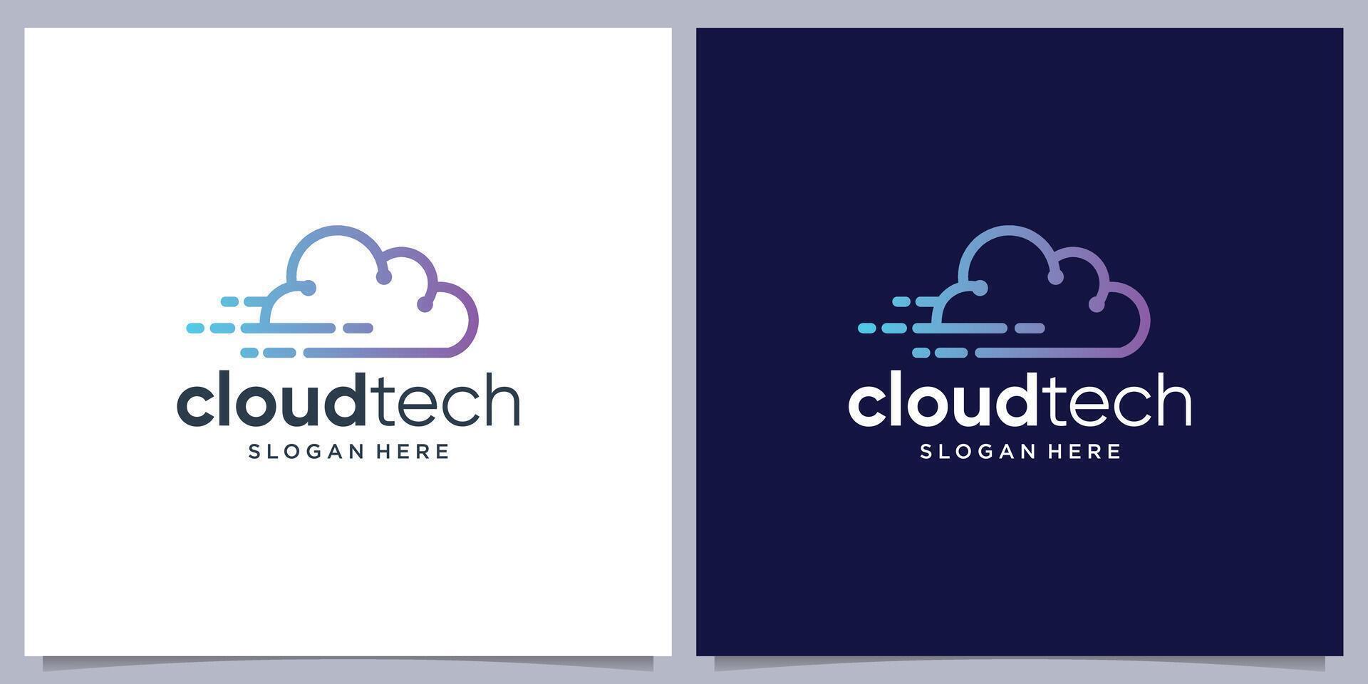 Cloud tech logo design template. Cloud digital technology logo design inspiration vector