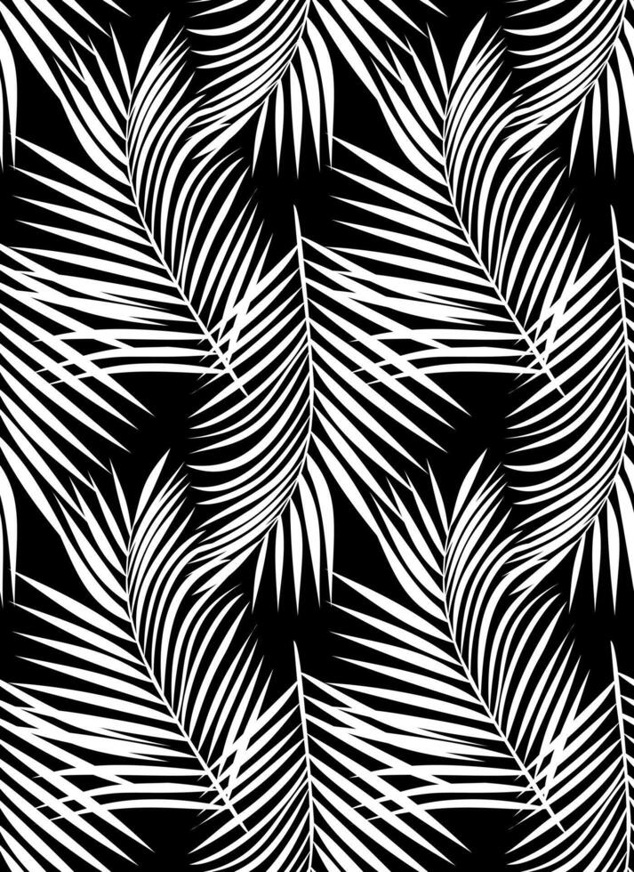 Pattern illustration with palm leaves in graphic style. vector