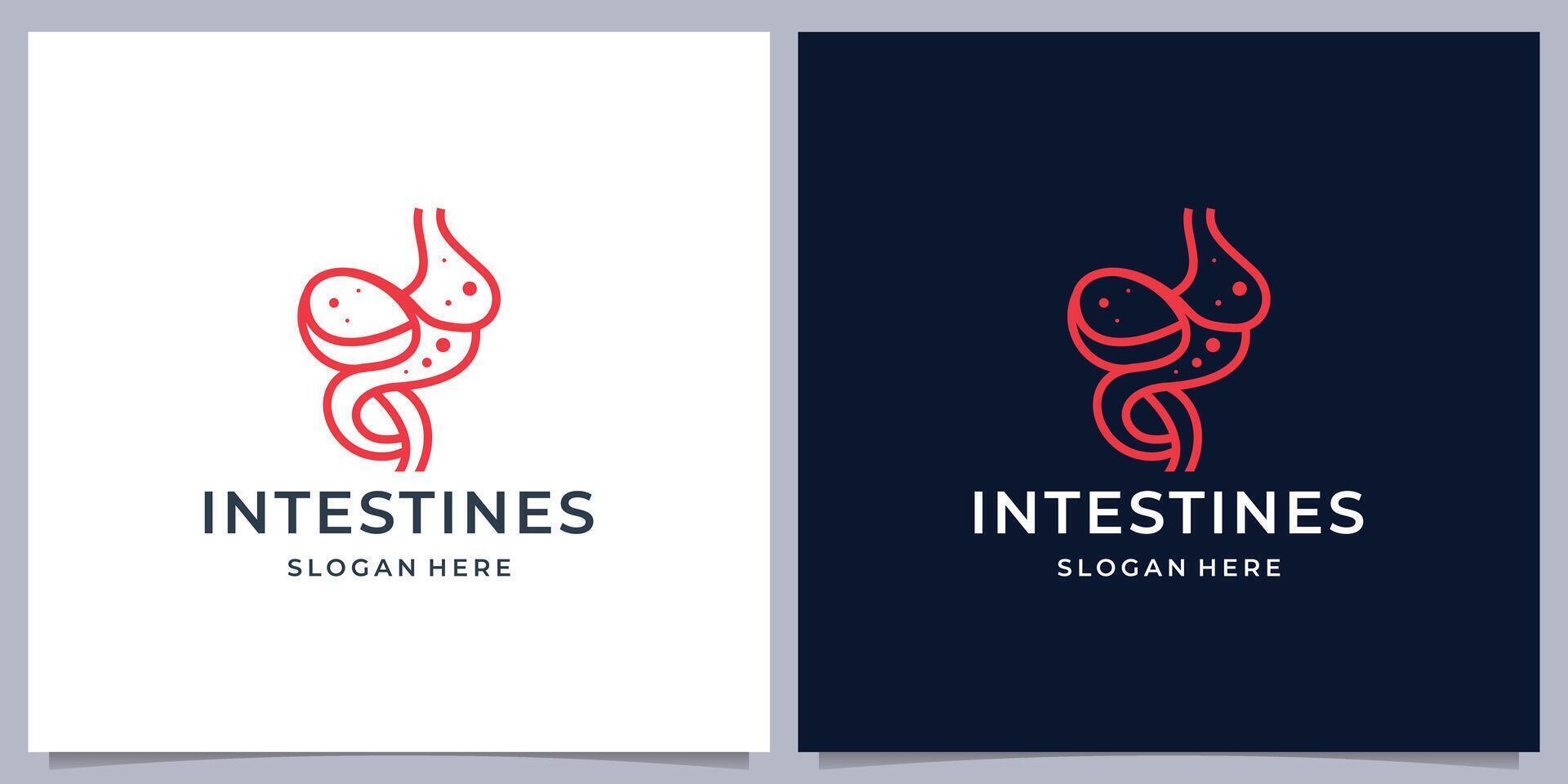 creative line abstract intestines logo design template on white and dark background. vector