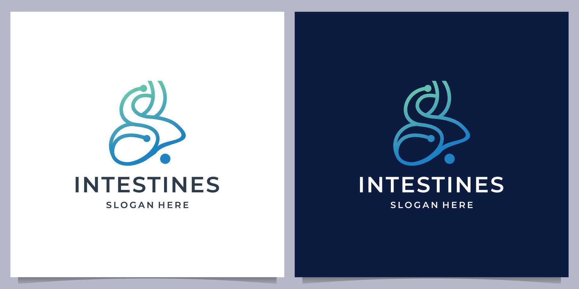 creative line abstract intestines logo design template on white and dark background. vector