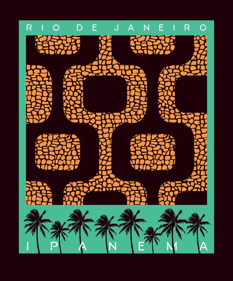 Illustration in abstract style graphically representing the sidewalk on Ipanema beach, Rio de Janeiro, Brazil. vector