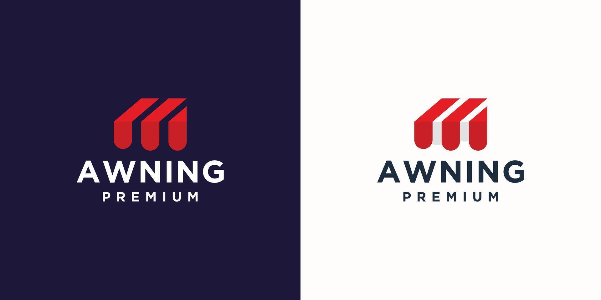 modern and minimal awning logo design inspiration. red color with space for logo Online store. vector